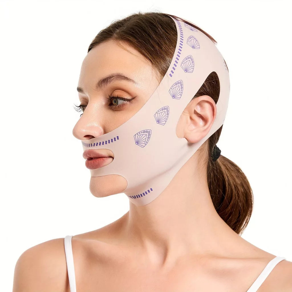 V-DermaLift – Máscara de Contorno Facial que Reduz Papada, Suaviza Rugas e Define o Rosto