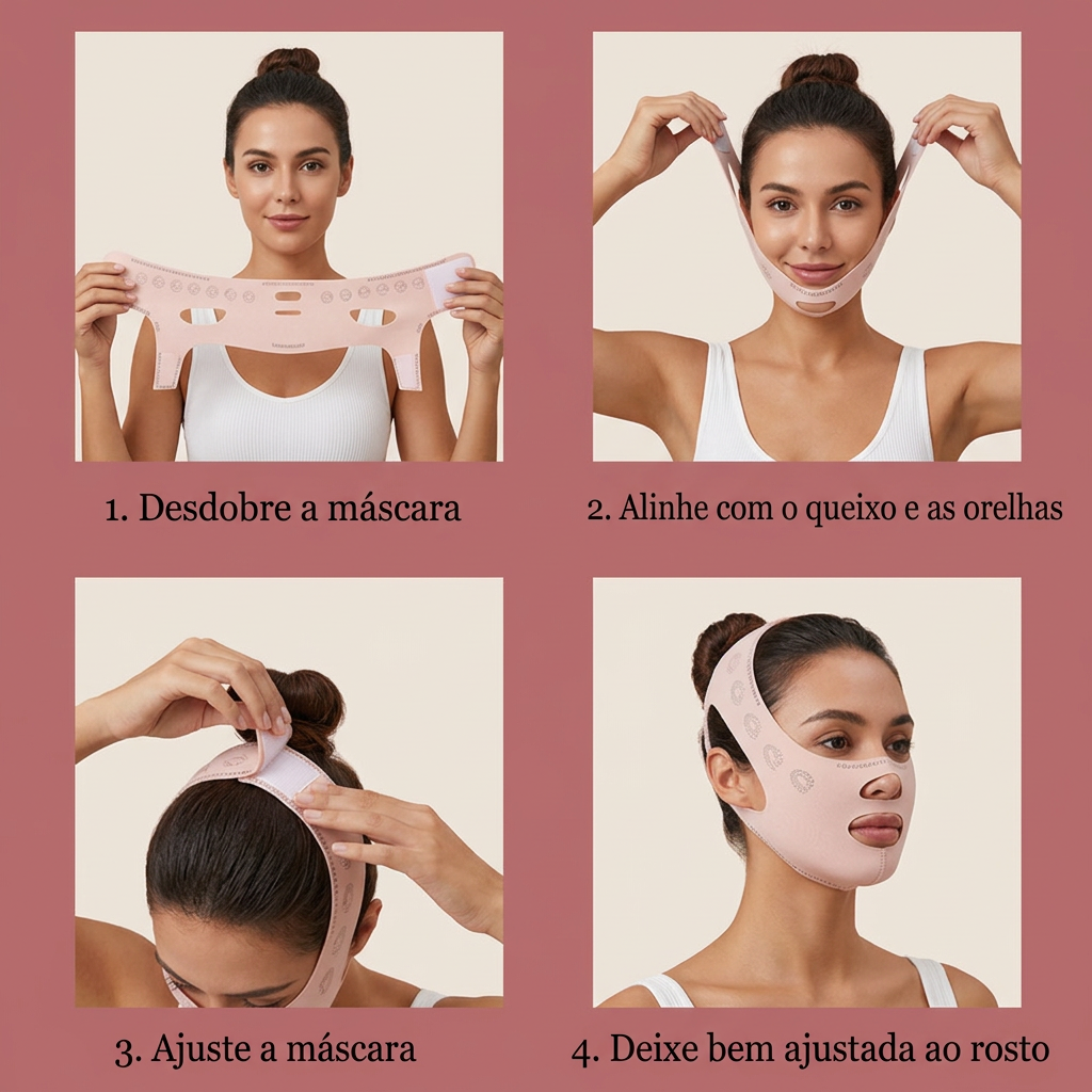 V-DermaLift – Máscara de Contorno Facial que Reduz Papada, Suaviza Rugas e Define o Rosto
